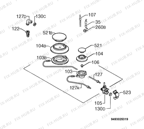 Взрыв-схема плиты (духовки) Electrolux EHG30215X - Схема узла Functional parts 267